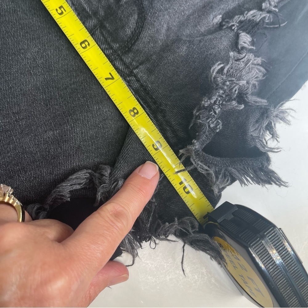 Mossimo High Rise Jean Short Ripped Fray Hem Black Washed - Picture 11 of 13